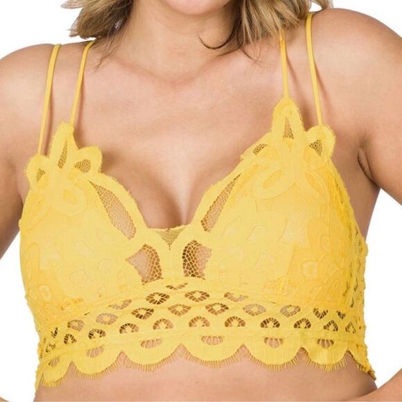 Electric Yellow PLUS Lace Bralette Bra - Picture 1 of 2